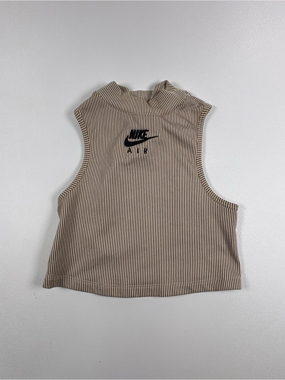 Nike Air Striped Sleeveless Crop Top - Beige/Black - XS